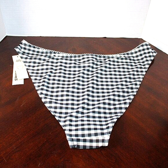No Boundaries Black Gingham Cheeky High-Rise Bikini Bottoms - XL - NWT - Picture 2 of 6